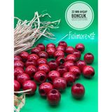 22 mm Ahşap Boncuk (50 gr 13 Adet)Geniş Delik Çapı 8 mm Makrome Çanta Bileklik Takı Renkli - Kırmızı