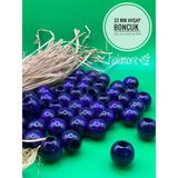 22 mm Ahşap Boncuk (50 gr 13 Adet)Geniş Delik Çapı 8 mm Makrome Çanta Bileklik Takı Renkli - Mor