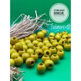 22 mm Ahşap Boncuk (50 gr 13 Adet)Geniş Delik Çapı 8 mm Makrome Çanta Bileklik Takı Renkli - Sarı