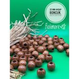 22 mm Ahşap Boncuk (50 gr 13 Adet)Geniş Delik Çapı 8 mm Makrome Çanta Bileklik Takı Renkli - Taba - Kahve