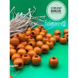 22 mm Ahşap Boncuk (50 gr 13 Adet)Geniş Delik Çapı 8 mm Makrome Çanta Bileklik Takı Renkli - Turuncu