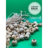 22 mm Ahşap Boncuk (50 gr 13 Adet)Geniş Delik Çapı 8 mm Makrome Çanta Bileklik Takı Renkli