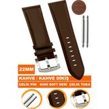 22 mm Fossil-Welder-Casio-Seiko-Omega-Armani Saat Uyumlu Deri Saat Kordonu Kayışı AL11SOFT22 mm - Kahverengi