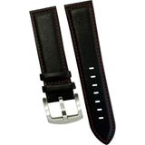 22 mm Fossil-Welder-Casio-Seiko-Omega-Armani Saat Uyumlu Deri Saat Kordonu Kayışı AL11SOFT22 mm - Siyah - Kırmızı