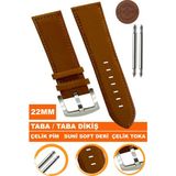 22 mm Fossil-Welder-Casio-Seiko-Omega-Armani Saat Uyumlu Deri Saat Kordonu Kayışı AL11SOFT22 mm - Taba