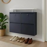 2+2 Tablalı Antrasit Metal Ayakkabılık (Kilitli)
