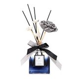 220 ml Siyah Kare Cam Şişe Seramik Çiçek Taş Bambu Çubuklu Black Orchid Oda Kokusu