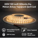 220v 120 Led Dış Mekan Şerit Led Gün Işığı Işık Arkası Yapışkanlı Suya Dayanıklı Dekoratif Aydınlatma 5 metre