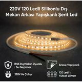220V 120 Led Dış Mekan Şerit Led Gün Işığı Işık Arkası Yapışkanlı Suya Dayanıklı Dekoratif Aydınlatma Vitrin