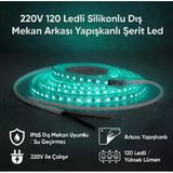220V 120 Led Dış Mekan Şerit Led Turkuaz Işık Arkası Yapışkanlı Suya Dayanıklı Dekoratif Aydınlatma Vitrin