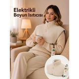 220V Elektrikli Giyilebilir Boyun Ve Omuz Isıtıcı 5 Kademe Medikal Minder Ev Ofis Bölgesel Isıtma Şalı Dijital Krem Renk 57X40 Cm