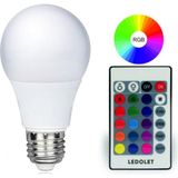 220V Rgb LED Ampul, 9W, E27, Uzaktan Kumandalı - Çok Renkli