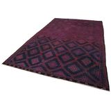 220x355 cm Geometrik Kilim Mor Geometrik Yün El Dokuma Modern Geometrik Etnik Eskitme Desenli Boho Oturma Odası Salon Yolluk Koridor Mutfak Halısı