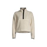 22188-003 Pile Half Zip Kadın Beyaz Tam Balıkçı Yaka Zip Ceket