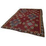 223x326 cm Geometrik Kilim Kırmızı Geometrik Yün El Dokuma Modern Geometrik Etnik Eskitme Desenli Boho Oturma Odası Salon Yolluk Koridor Mutfak Halısı