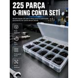 225 Parça O-Ring Conta Seti Farklı Ölçü Kauçuk Sızdırmazlık Conta Organizer Kutulu