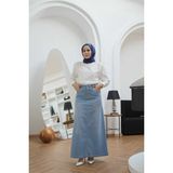 2254-DENIM Klasik Etek Açık Mavi - 40