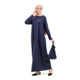 2258_Pratik Fermuarlı Tesettür Namaz Elbisesi Ferace, 00400 Lacivert, L/XL
