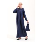 2258_Pratik Fermuarlı Tesettür Namaz Elbisesi Ferace, 00400 Lacivert, S/M