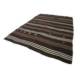 225x338 cm Çizgili Kilim Kahverengi Çizgili Yün El Dokuma Modern Geometrik Etnik Eskitme Desenli Boho Oturma Odası Salon Yolluk Koridor Mutfak Halısı
