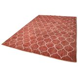 226x310 cm Geometrik Halı Kırmızı Geometrik Yün El Dokuma Modern Geometrik Etnik Eskitme Desenli Boho Oturma Odası Salon Yolluk Koridor Mutfak Halısı