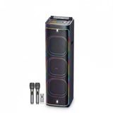 2272 Dijital LED Göstergeli Çift Kablosuz Mikrofonlu RGB TWS Üçlü 12 inç Stereo Bass Kablosuz Karaoke Hoparlör