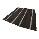 229x285 cm Çizgili Kilim Kahverengi Çizgili Yün El Dokuma Modern Geometrik Etnik Eskitme Desenli Boho Oturma Odası Salon Yolluk Koridor Mutfak Halısı