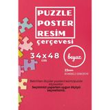 22lik KAHVERENGİ Puzzle Poster Resim Çerçevesi PVCli Postersiz Resimsiz Çerçeve (Beyaz, 34x48)