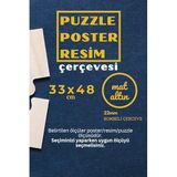 22lik KAHVERENGİ Puzzle Poster Resim Çerçevesi PVCli Postersiz Resimsiz Çerçeve (Eskitme Altın, 33x48)