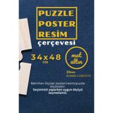 22lik Puzzle Poster Resim Çerçevesi PVCli Postersiz Resimsiz Çerçeve (Eskitme Altın, 34x48)