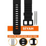 22mm-24mm-26mm-28mm-30mm diesel saatlerle uyumlu soft silikon saat kordonu kayışı s02dz-b - 22 mm - Siyah