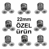 22mm Tekerli Cam Duşakabin Teker Takımı 8 adet Krom Rulman Set Duşkabin Montaj Seti TSE'li Süper Set