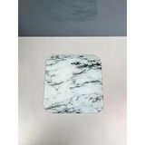 22X22cm - Beyaz Mermer, Cam Kesme Tahtası - Sunumluk