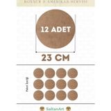 23 cm Çap 12 Adet Supla Amerikan Servis Runner MDF Duralit Magnet Altı Ahşap 3 mm (2,7 mm) Kalınlık
