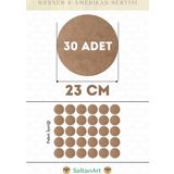 23 cm Çap 30 Adet Supla Amerikan Servis Runner MDF Duralit Magnet Altı Ahşap 3 mm (2,7 mm) Kalınlık