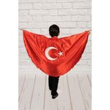 23 Nısan Ay Yıldızlı Kırmızı Pelerın