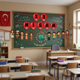 23 Nisan Dekoratif Banner Dünya Çocukları Temalı 18 Parça Kurdele Süs Seti