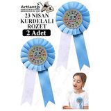 23 Nisan Kurdelalı Rozet 2 Adet Mavi Beyaz Yaka Rozeti Çocuk Bayram Etkinlik 15 Cm Kokart