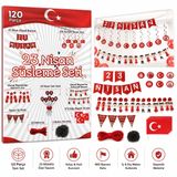 23 Nisan Süsleme Seti, 120 Parça, Zikzak Banner, Flama, Sarkıt Tavan Süsü, Kapı ve Pencere Süsü, Okul Sınıf Dekorasyon Paketi