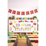 23 Nisan Süsleri 23 Nisan Hediyeleri İpli Ay Yıldızlı Bayrak 10 lu Flama