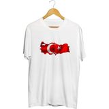 23 Nisan Türkiye Türk Bayrağı Baskılı Unisex Tişört - Beyaz