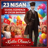 23 Nisan Ulusal Egemenlik ve Çocuk Bayramı Premium Vinil Pano Süsü 160x160 cm | Tek Parça Okul Dekoru (Model 12)