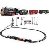 23 Parça Işıklı Klasik Tren Seti 105CM 3 Farklı Ray Modeli Pilli Retro Kara Tren Otomatik On A�