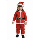2–3 Yaş Çocuk Noel Baba Kostümü – Şapkalı ve Kemerli Yılbaşı Elbise Seti