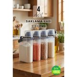 2300ML 4'lü Kırılmaz Erzak Saklama Kabı Seti, Sızdırmaz, Çift Contalı, Ölçekli - Amber - Seçenek 1