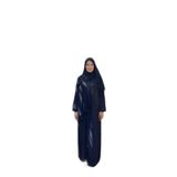 2303_Kadın Tek Parça Kendinden Şallı Taş İşlemeli Balon Kollu Abaya Ferace Koyu Lacivert, 00413 Koyu Lacivert, Standart Beden