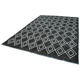 230x342 cm Geometrik Halı Siyah Geometrik Yün El Dokuma Modern Geometrik Etnik Eskitme Desenli Boho Oturma Odası Salon Yolluk Koridor Mutfak Halısı