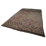 230x365 cm Geometrik Kilim Kahverengi Geometrik Yün El Dokuma Modern Geometrik Etnik Eskitme Desenli Boho Oturma Odası Salon Yolluk Koridor Mutfak Halısı