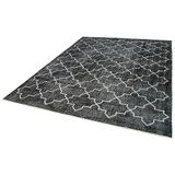 231x300 cm Geometrik Halı Siyah Geometrik Yün El Dokuma Modern Geometrik Etnik Eskitme Desenli Boho Oturma Odası Salon Yolluk Koridor Mutfak Halısı