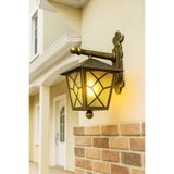 232LAMP YUVA Sarı Hareli Sarı Gold Eskitme Bahçe Vintage Fener Veranda Duvar Aplik Armatür Konsollu
